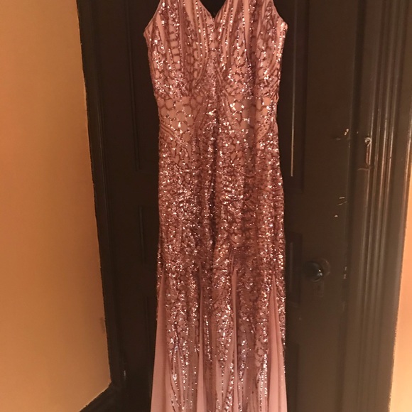 New W/O Tags, Rose Gold Evening Gown by Night Way. - Picture 7 of 14